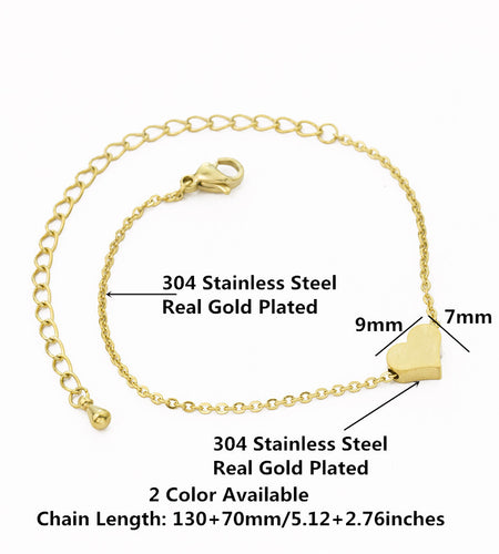Tiny Heart Bracelet For Women Stainless Steel