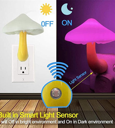 LED Night Light Mushroom Wall Socket Lamp