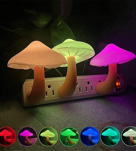 LED Night Light Mushroom Wall Socket Lamp