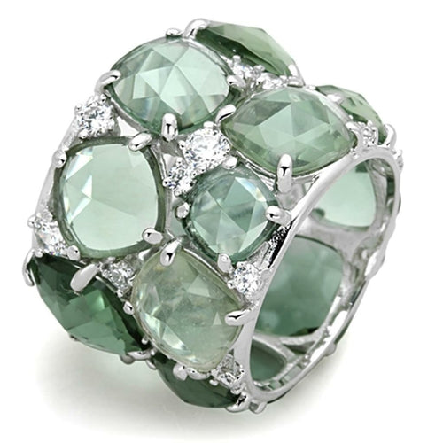 LOS764 - Rhodium 925 Sterling Silver Ring with Synthetic